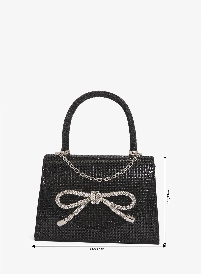 Khizana Black bow detailed rhinestone embellished top handle bag for Women | Best Price UAE